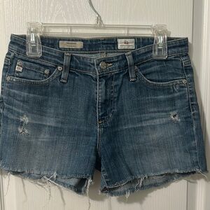 Ag Adriano Goldschmied Blue Jean Shorts Distressed Cut-Off